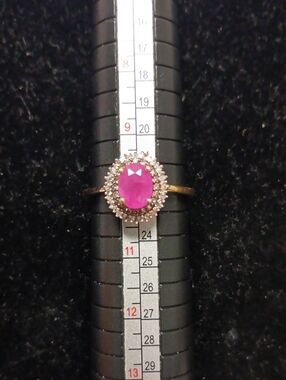 Premium Royal Ruby, Natural Champagne and White Diamond Double Halo Ring